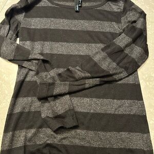 Striped Black and Gray Long Sleeve Top